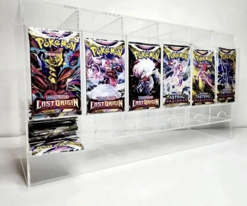 Custom Size Acrylic Pokemoon Pack Display Yugioh ETB MTG Digimon Game Card Holder Hard Plastic Booster Packs Dispenser
