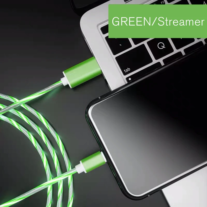 Красная молния Led Micro многофункциональное зарядное устройство кабель Usb Type-C с функцией быстрой зарядки TPE потока световой освещение для