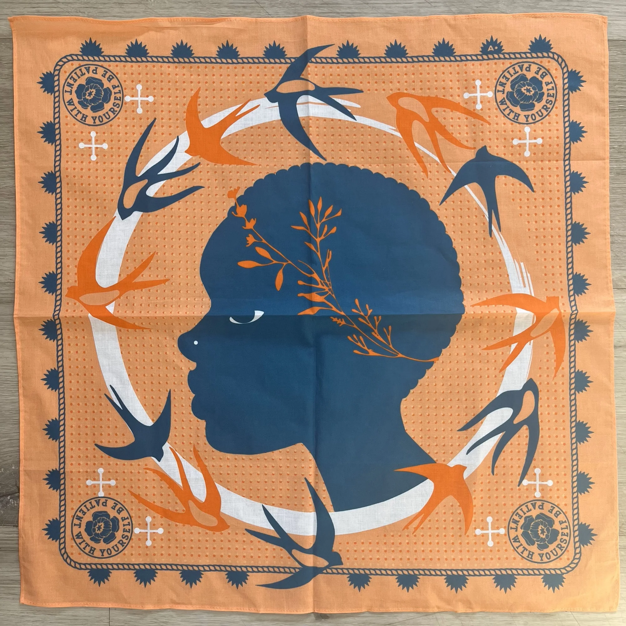 Customized Printed Red Square Bandanas Custom Wholesale OEM China Puff Print Logo Cotton Bandana Scarf with  Plastic Recycle