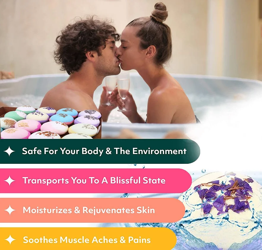 Tea Tree Oil Relax Bath bomb Gift Set Colorful Bubble bath ball fizzy Vegan Organic Fizzy Bath Bombs