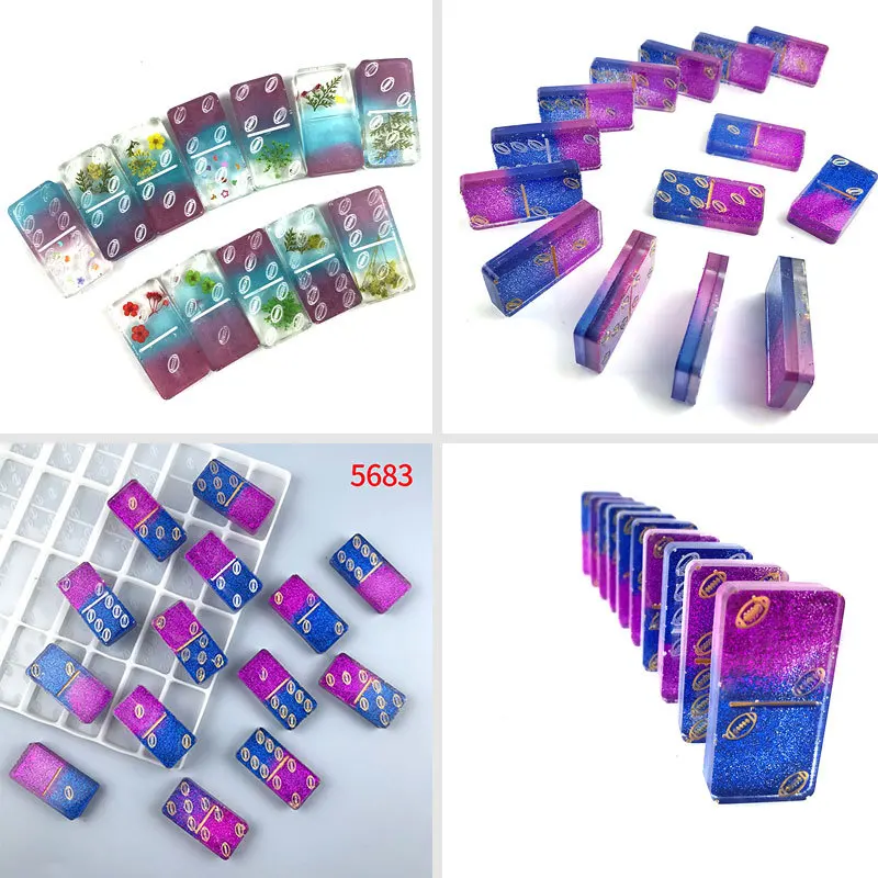 5683 Rugby domino silicone mold DIY crystal drop glue push brand nine resin mirror desk decoration mold