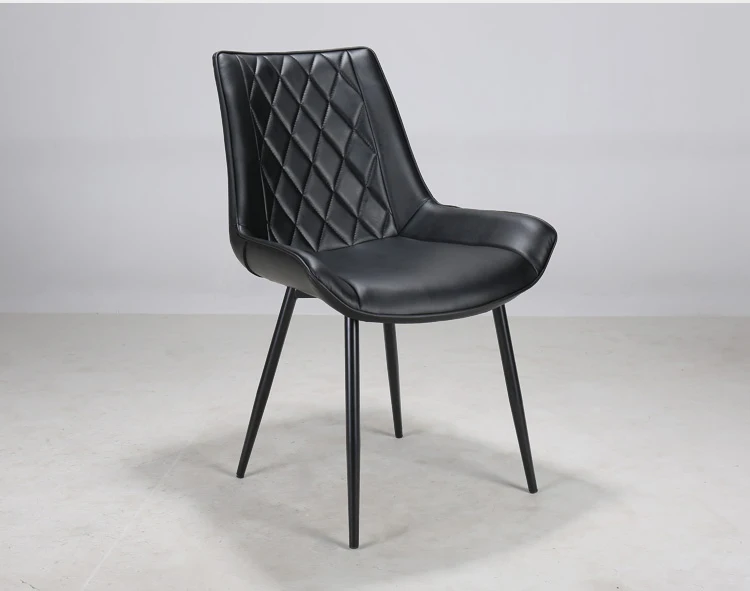
Modern style metal legs leather upholstered dining room chairs 