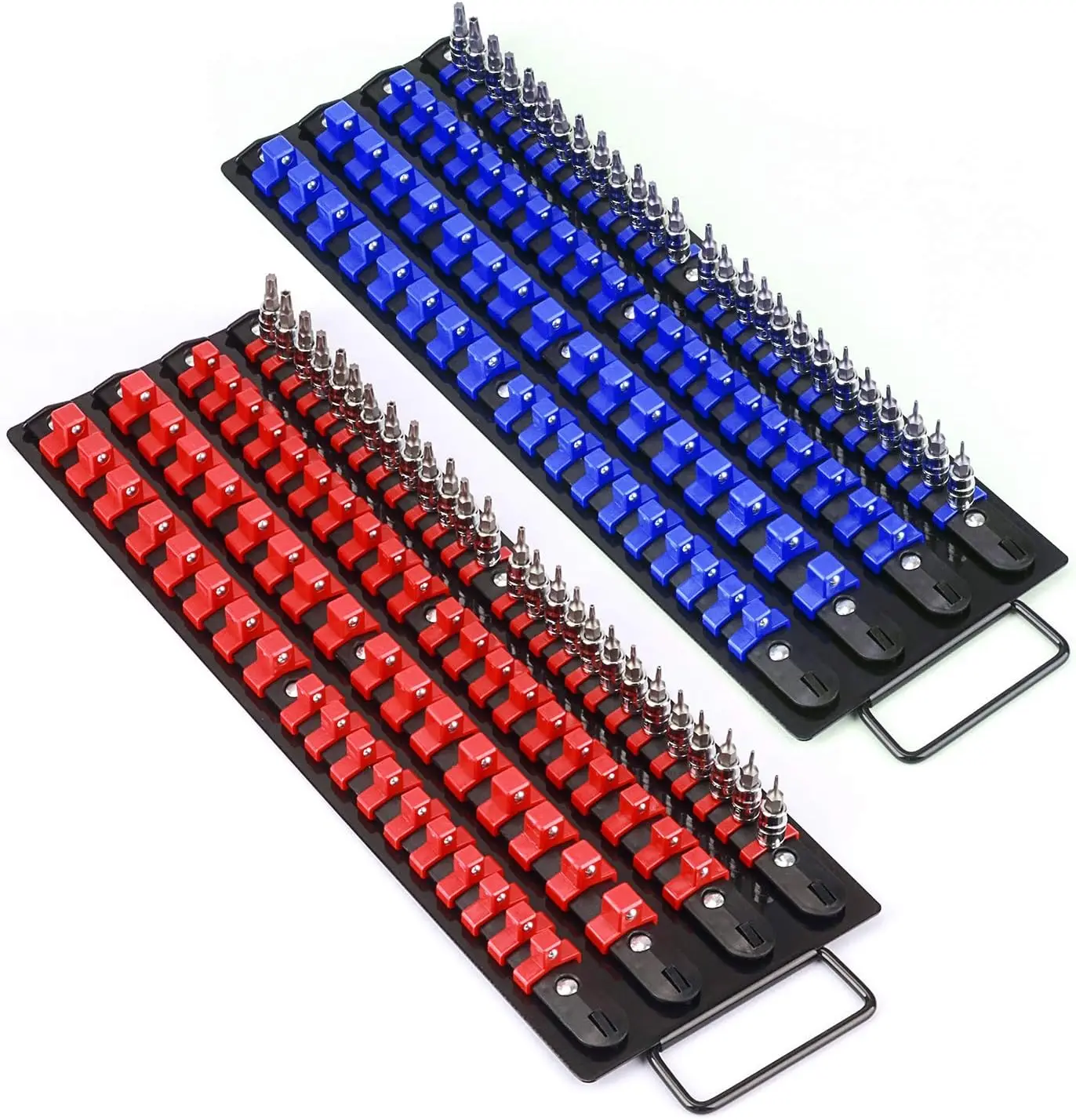 80-Piece Heavy Duty Socket Organizer 1/4-Inch 3/8-Inch 1/2-Inch Premium Quality Socket Holders  ABS Socket Organizer