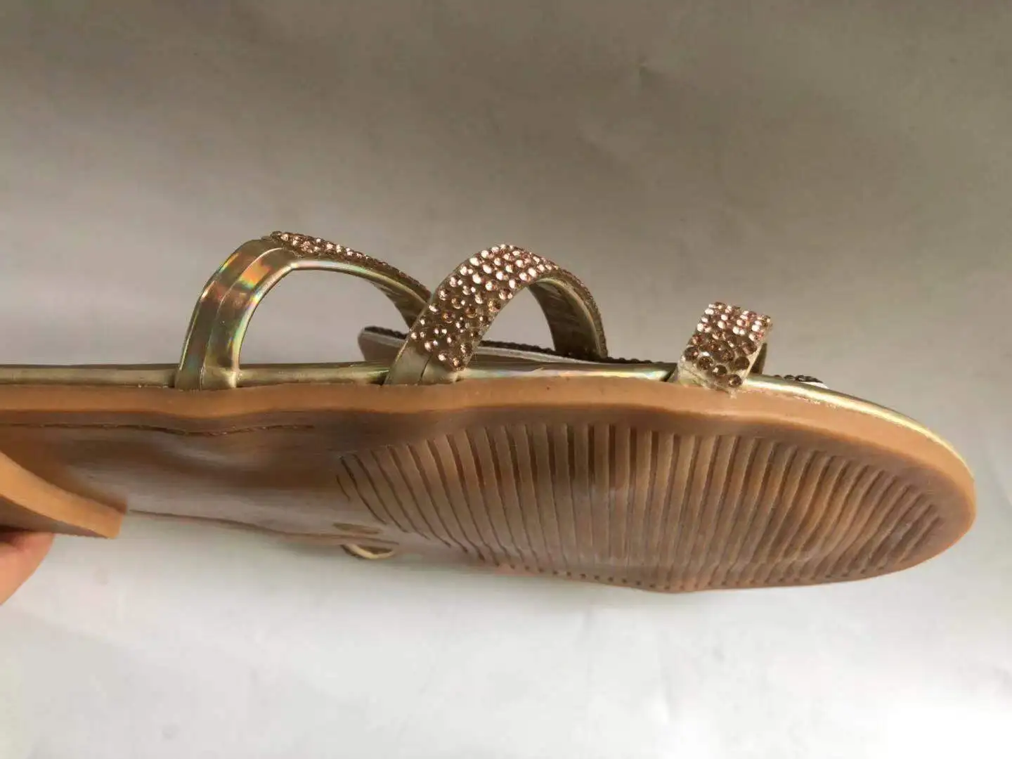 
Factory direct sale cheap ladies flat slippers rhinestone sequin casual slide slippers 