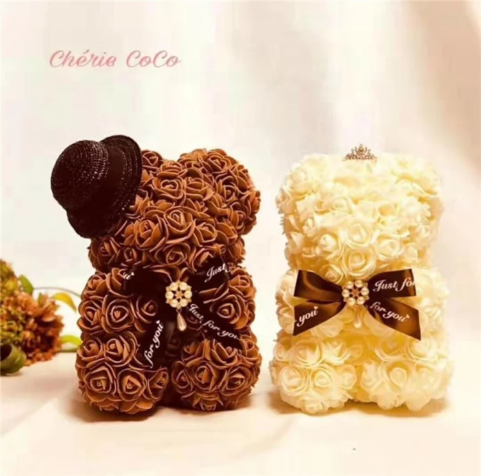 Factory Customization Fashion Decoration Flower Teddy Bear 40 cm Soap Foam of Roses