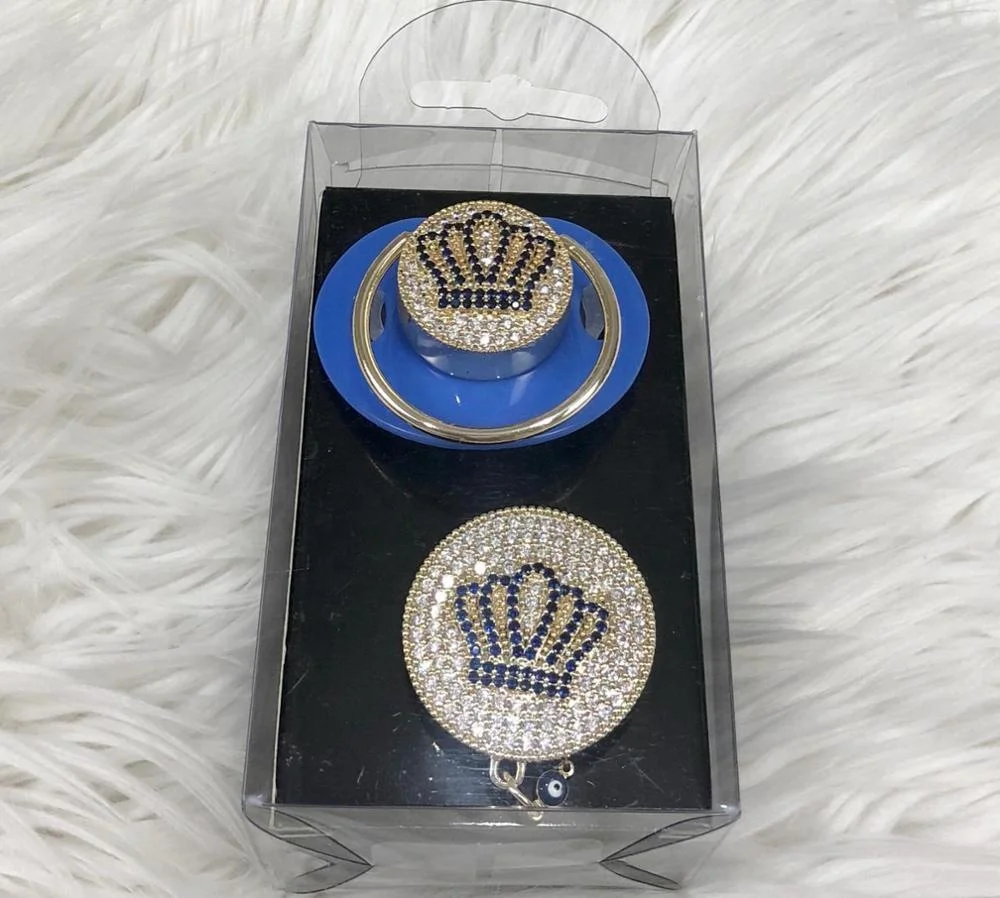 Wholesale Custom Newborn New Design High Quality Modern Luxury Portable Blue Baby Pacifier With Pacifier Clip Babies Gift