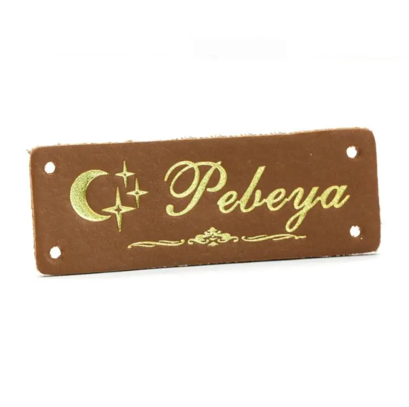 20 Years Custom Logo Hat Pu Leather Patch Soft Debossed Stamp Foldable Leather Label For Clothing Handbags Jeans Garment