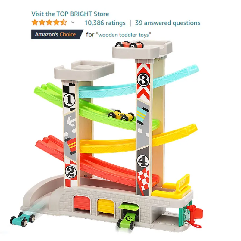 Topbright wholesale china wooden City Ramp Racer vehicle race track set toy