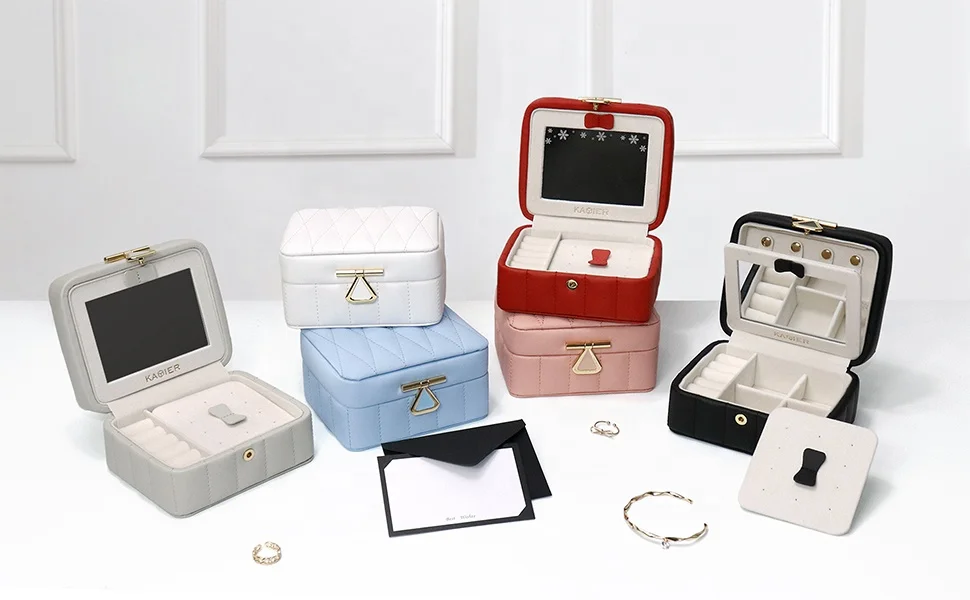 2022 Fast Delivery Low MOQ Leather Velvet Mini Organizer Boxes Customized Logo Jewelry Packaging Boxes Travel Storage Box Case