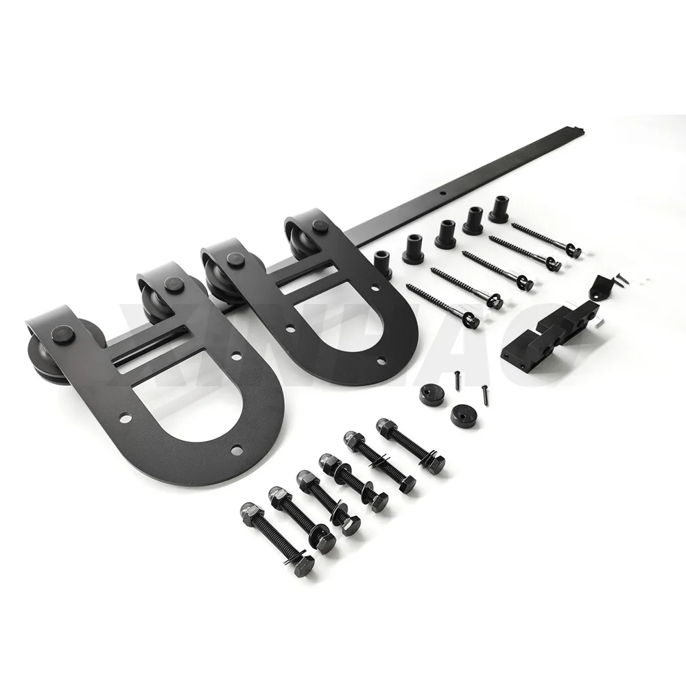 Factory DIY Customized Modern Black Powder Coated Horse Shoe Shape Black Powder Coated Barn Door And Hardware Kit