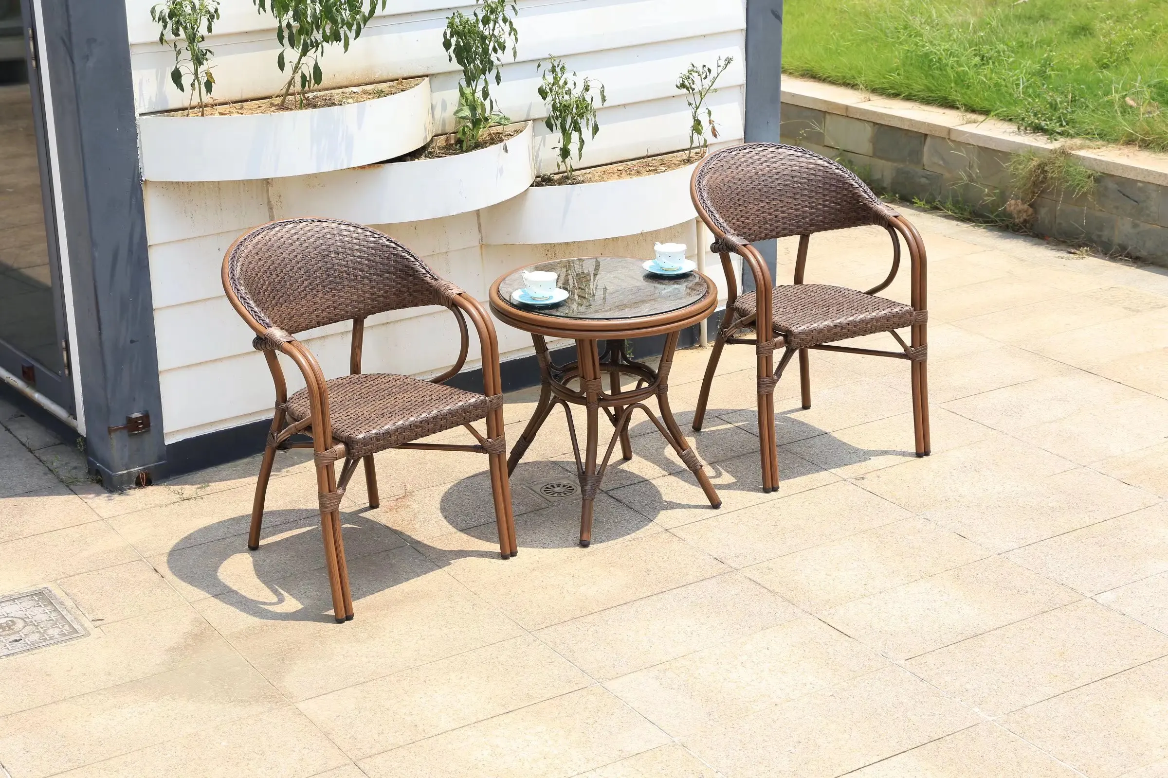 Outdoor balcony milk tea shop cafe chairs the cane chair the court outdoor garden outdoor tables and chairs