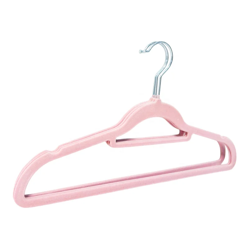 Pink Velvet Hangers 30 Pack Plastic Flocked Space Saving Women Clothes Hangers for Closet