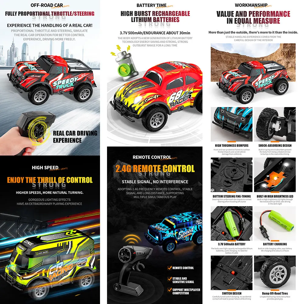 Дешевые 30 мини-игр 2 4 г 4wd светодиодная игрушка гоночная модель rc автомобили