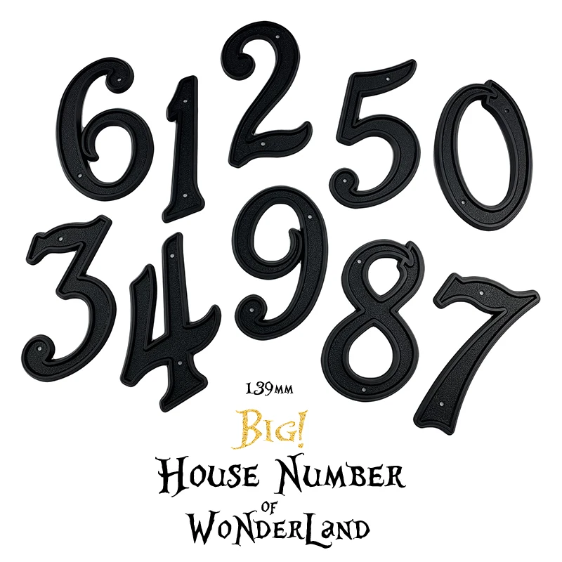 Vintage Black 139mm (5.5-inch)  ABS Plastic Numbers Outdoor Sign Huisnummer House Number