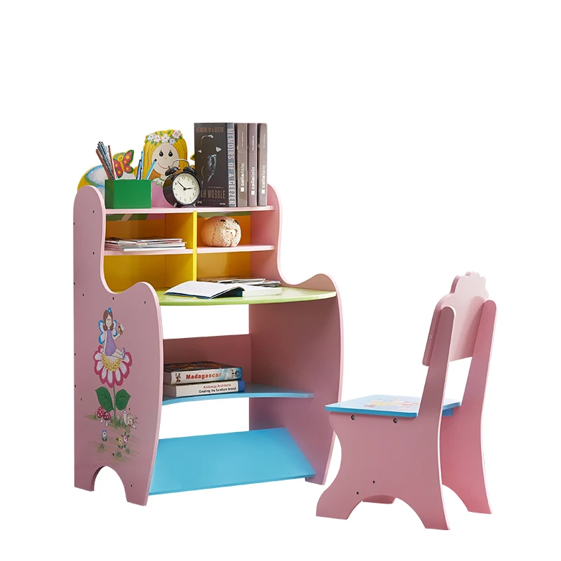 Kids Wooden Furniture Designs With Shelf Children School Table Set Study Table And Chair