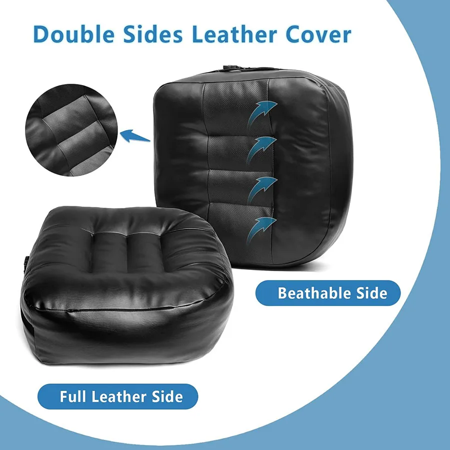 6666 Perfect for Office Chair Leather Booster Seat Cushion with Handle Buckle Ultra Soft Vehicle Car Leather Seat Cushion