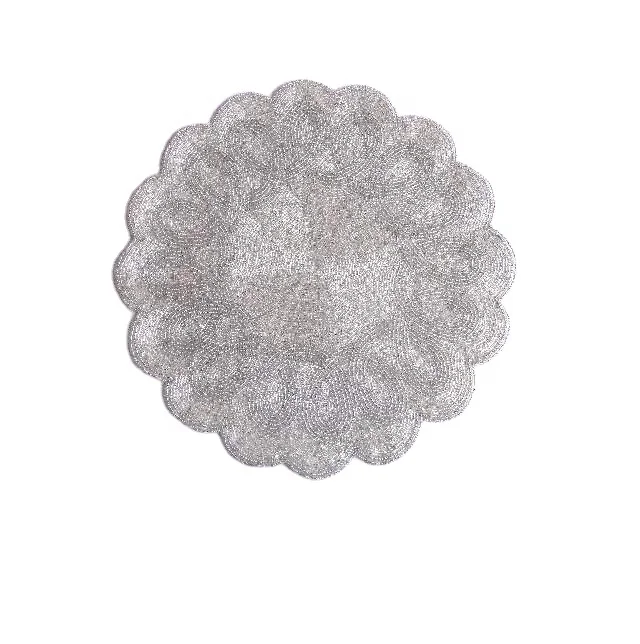 
Flower petal style round Glass bead place mat in silver colour other colours also available 