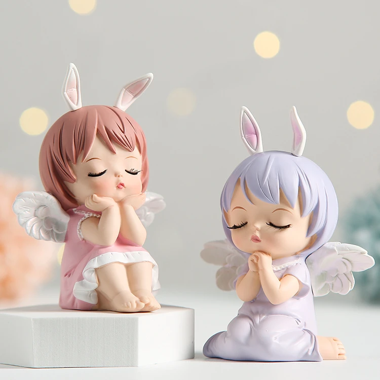 Praying Little Creative Cute Angel Ornaments Crafts Angel Girl Heart Nordic Cake Decoration Supplies Annie Baby  Cartoon Toys