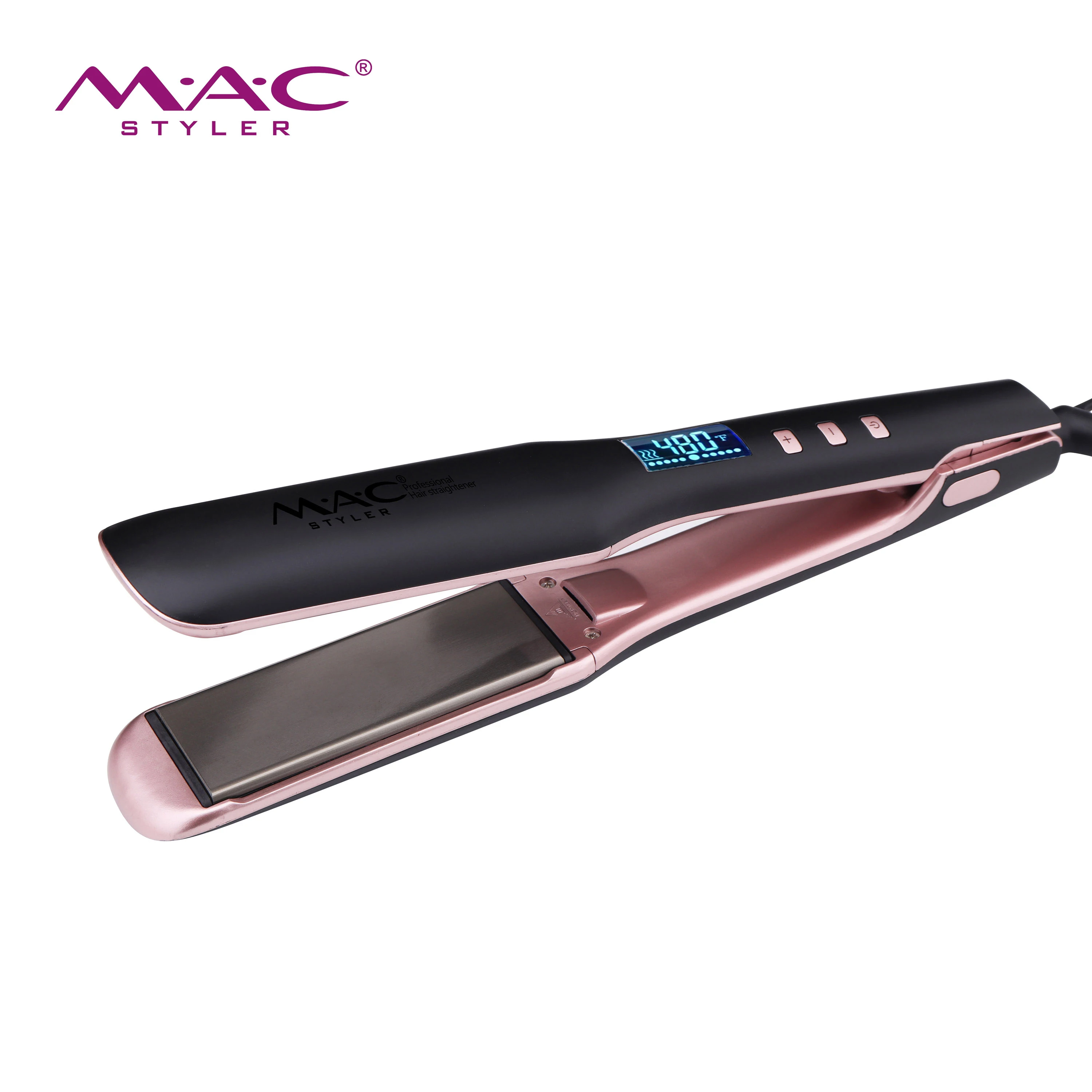 MAC Styler Black Color Hair Straightener Wide Plate Titanium Flat Iron 480F Professional Hair Straighteners Set