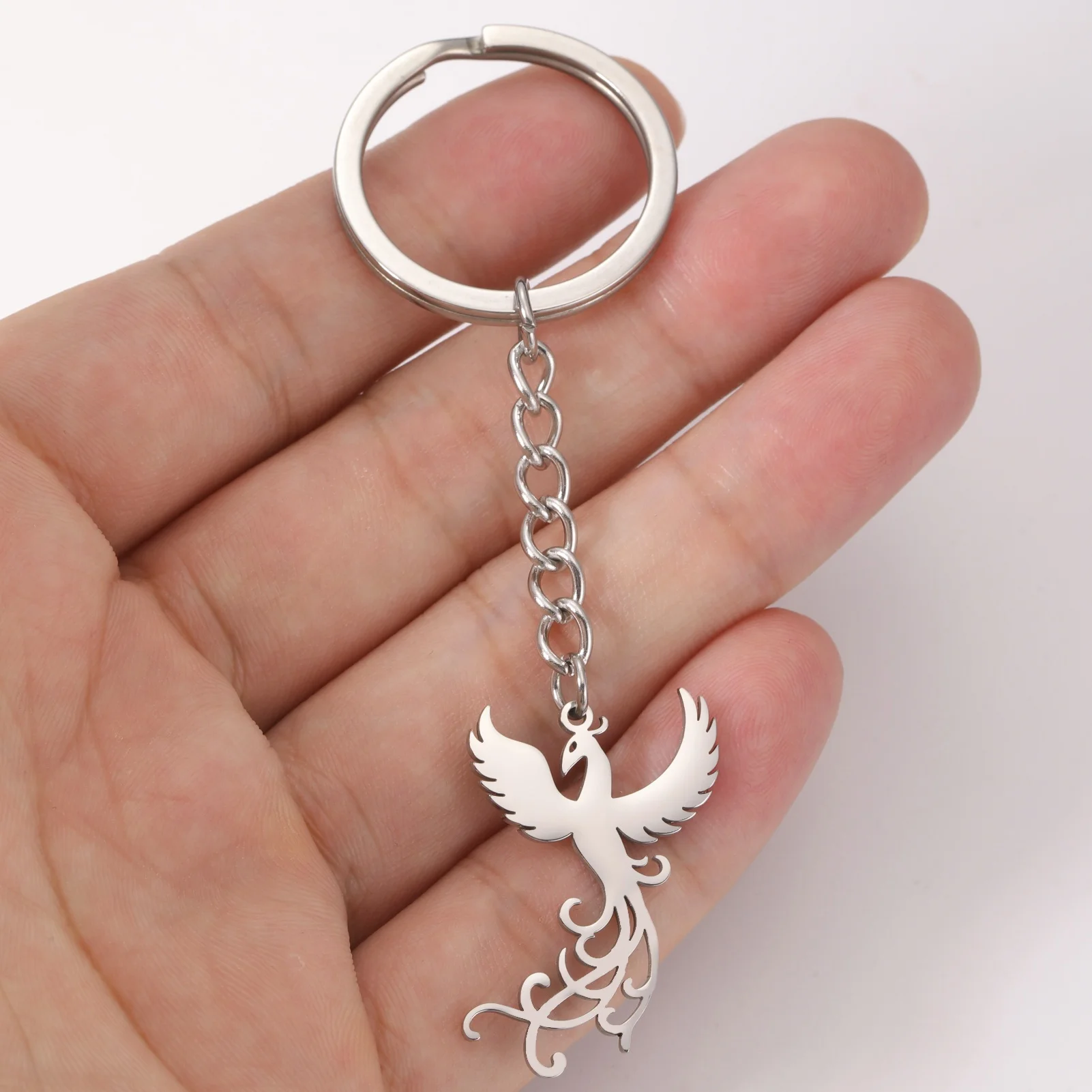 Phoenix Keychain Fashion Hiphop Key Ring Stainless Steel Jewelry Gift for Women Men