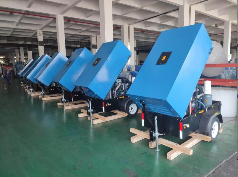Hot sale 185 CFM Low Maintenance Direct Driven Mining industry diesel screw Mobile air compressor