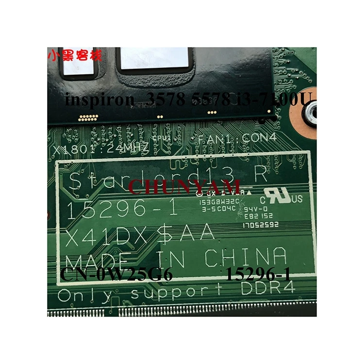 100% working Not repaired motherboard laptop 15296-1 W25G6 For Dell Inspiron 5378 5578
