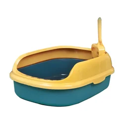 Wholesale high quality semi enclosed plastic cat litter box with cat litter shovel splash proof cat litter box
