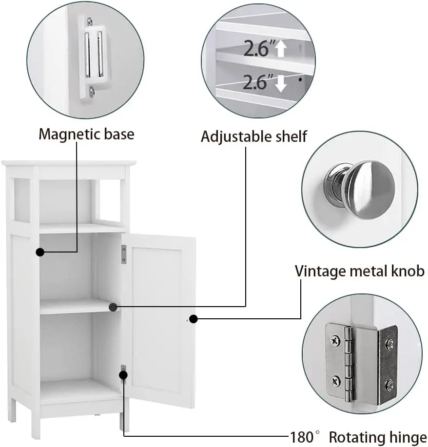 Dilun Bathroom Floor Cabinet with Single Door  Storage Cabinet with Adjustable Shelf for Bathroom,Kitchen,Living Room