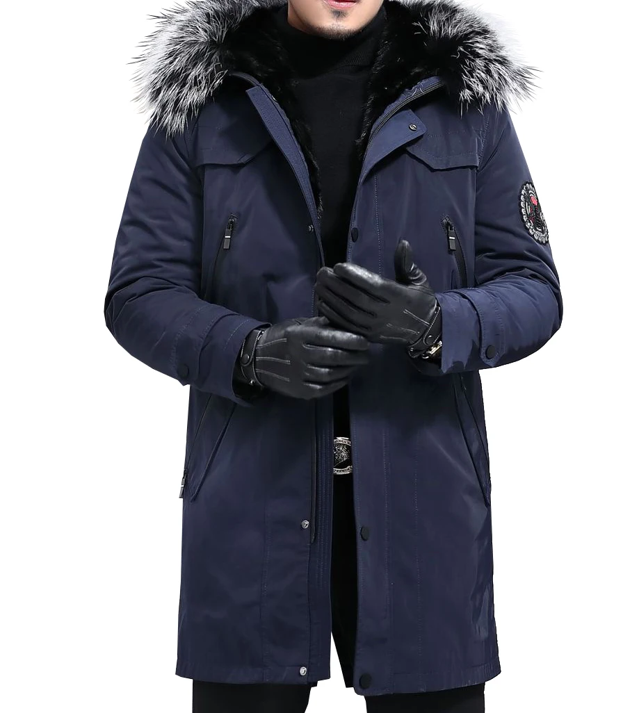 Long parker jacket mink liner  raccoon fur collarfur fashionable parka jacket