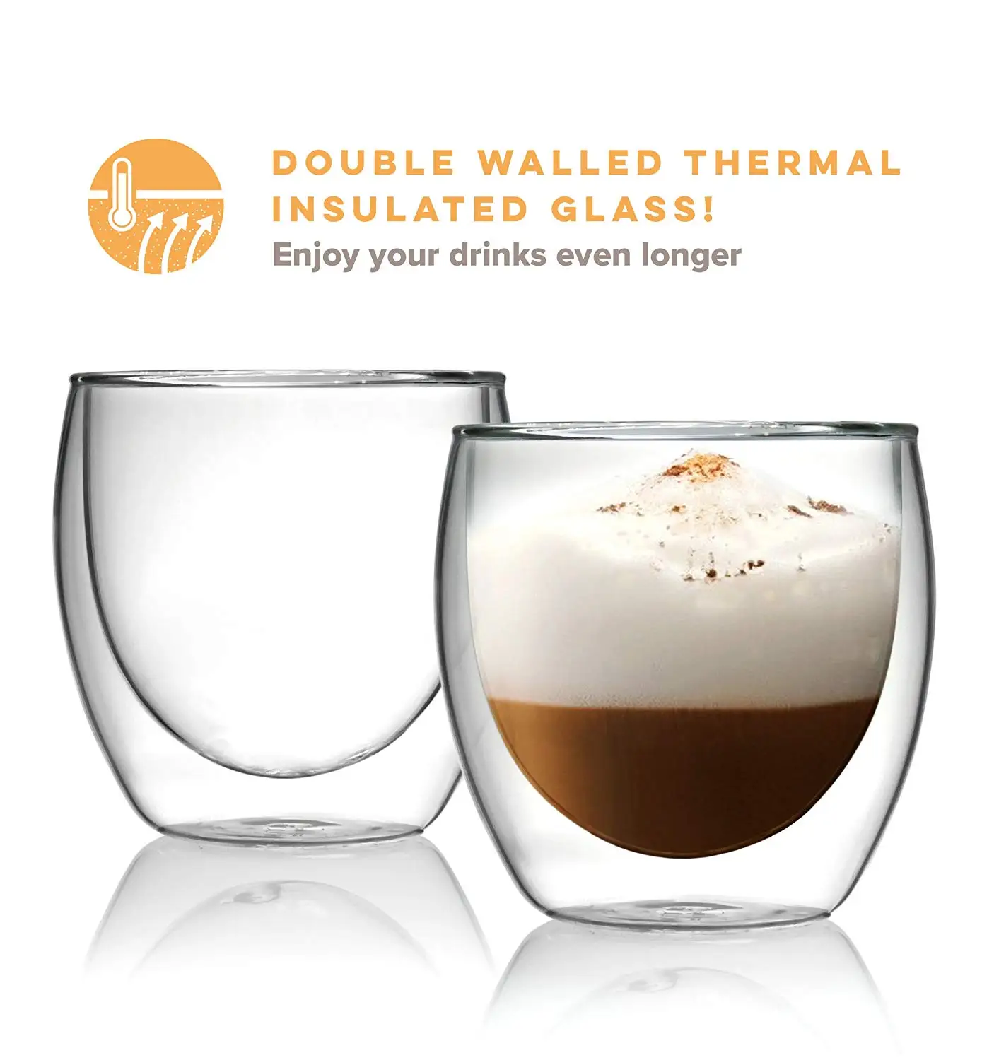 
8.5 oz Glass Coffee or Tea Mugs Drinking Glasses 
