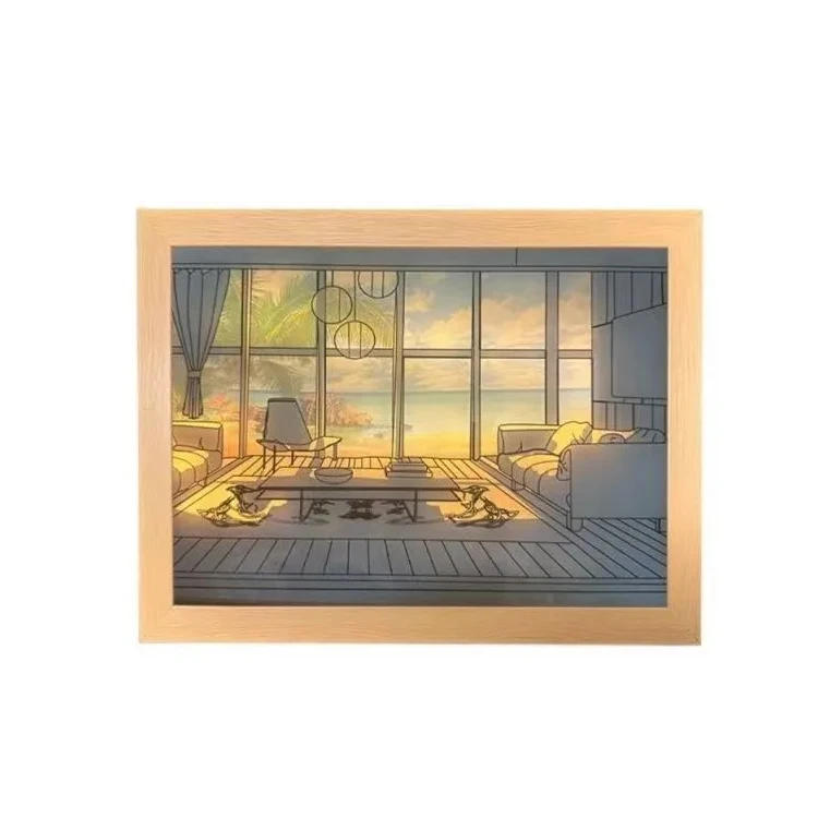 Wholesale Tricolor Light Painting Decorative Up Led Painting Prints Art Three Light Colors Factory Direct