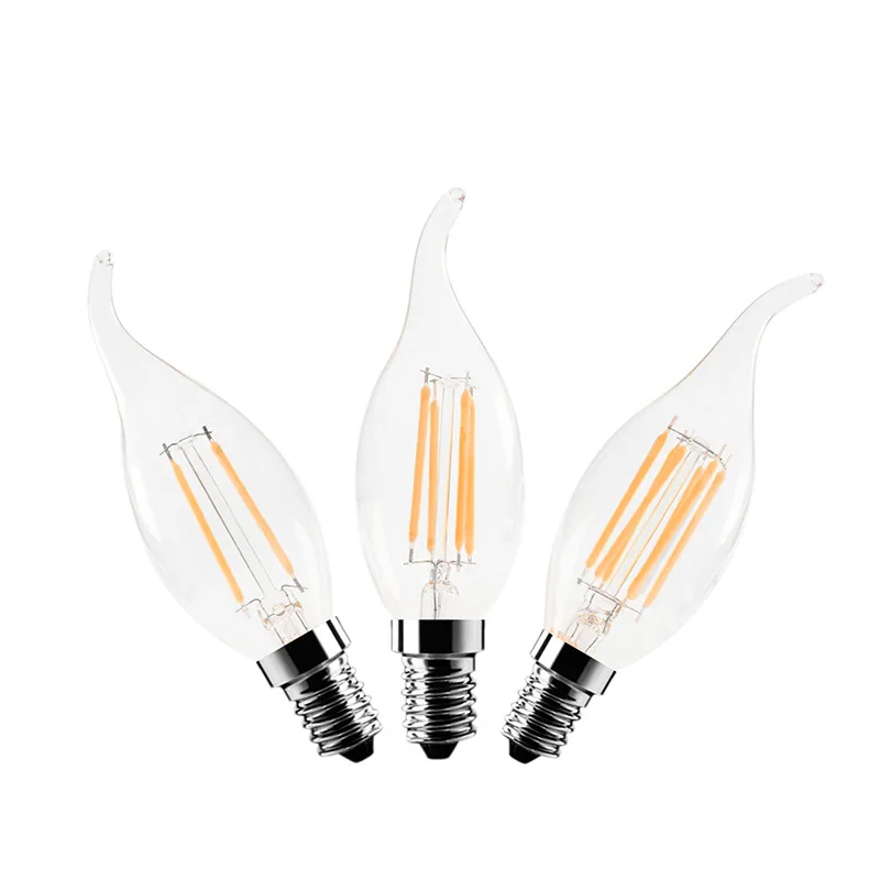 led filament bulb 12V 24VDC C35 2W 4W 6W E14 led candle lighting bulbs