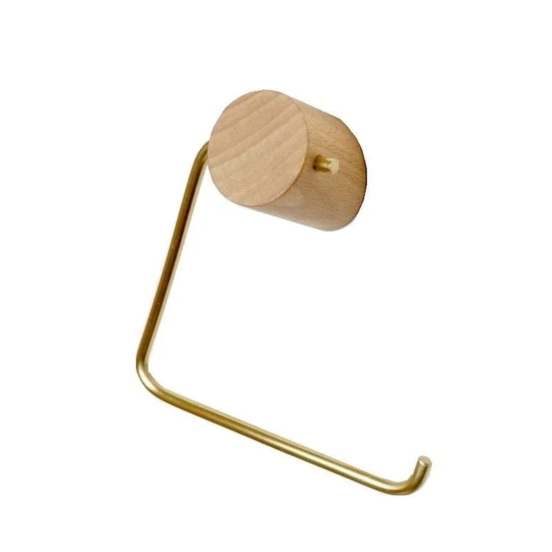 
KEO Simple Design Brass Solid Wood Hand Towel Holder Toilet Toilet Punch-free Roll Paper Holders 