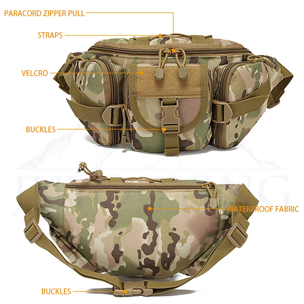 Outdoor Riding Waterproof Fanny Pack Camouflage Multifunctional Tactical Fanny Pack for Men Hiking Fanny Pack Chest Bag