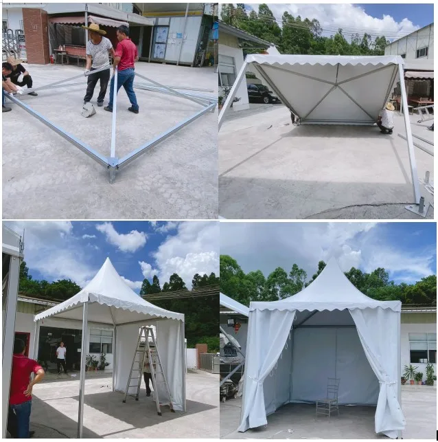 Luxury High Quality 5x5m Aluminum Frame Pagoda Tent with PVC Roof Cover Factory Price Gazebo for Outdoor Parties Printed Logo