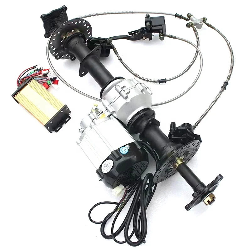 Electric Go Kart Chassis Complete Parts Kits Rear Bldc Motor Differential Transaxle with 48v/60v 500w/750w/1000w Power