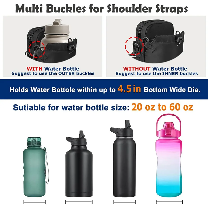 Custom High Quality Non-slip Gym Fitness Magnetic Water Bottle Carrier Bag with Phone Pocket