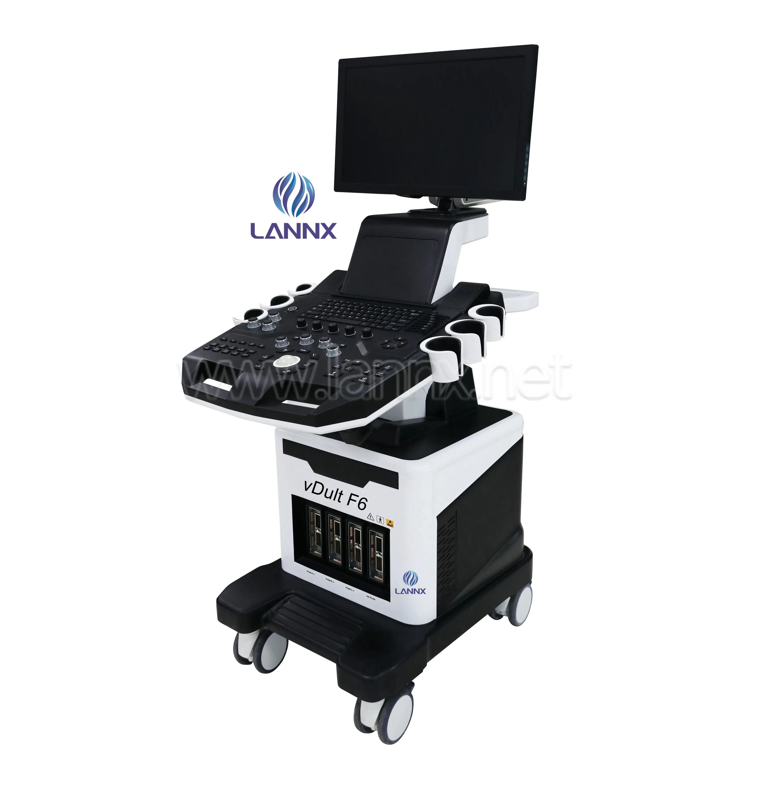 LANNX VDult F6 Professional Color Vet Ultrasound Machine Echographe With Trolley Pet Animal Double Screen Multi-Functional