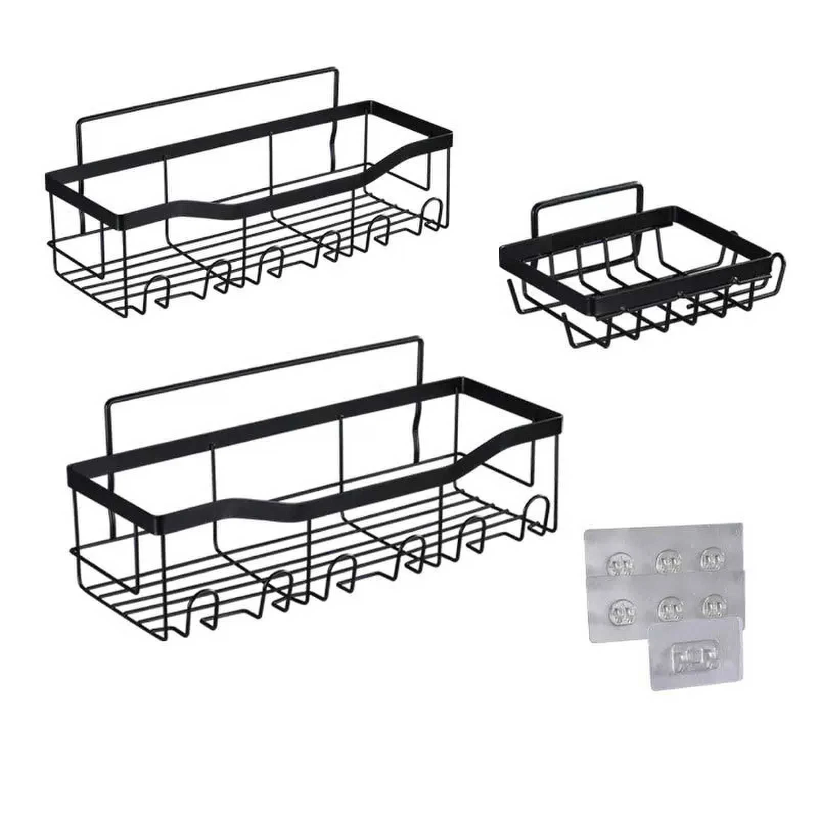 High quality wholesale Stainless Steel Adhesive No Drilling Holder Soap Caddy Shelves  with Hairdryer for Bathroom