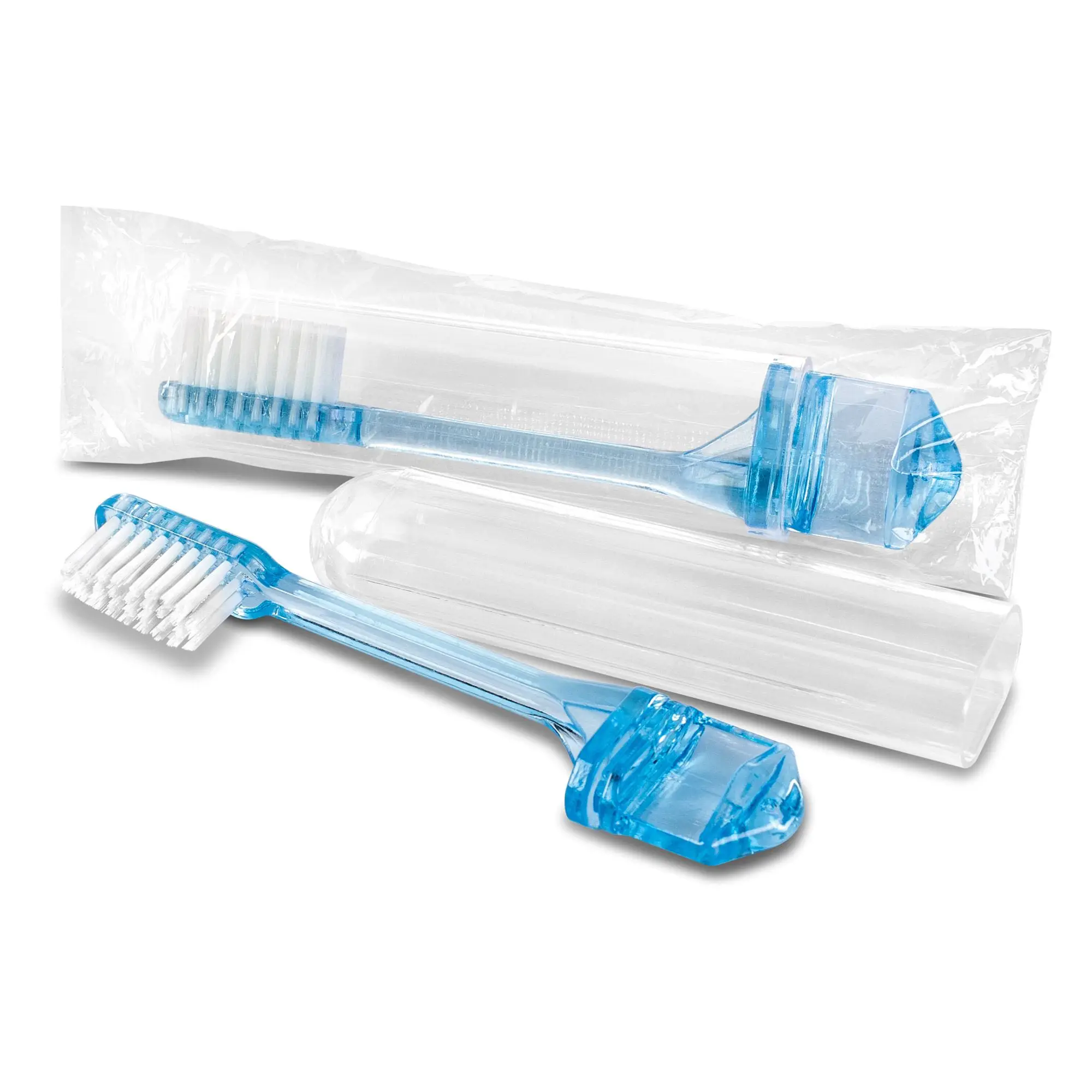 portable hygiene promotional foldable travel toothbrush with plastic jar package