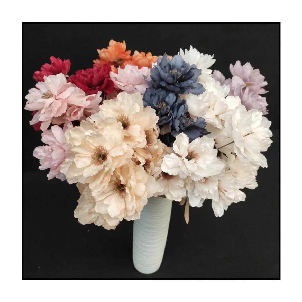 Wholesale Home Wedding Decoration Manufacturer 3 Heads European Style Single Stem Silk Fabric Peonies Artificial Flower