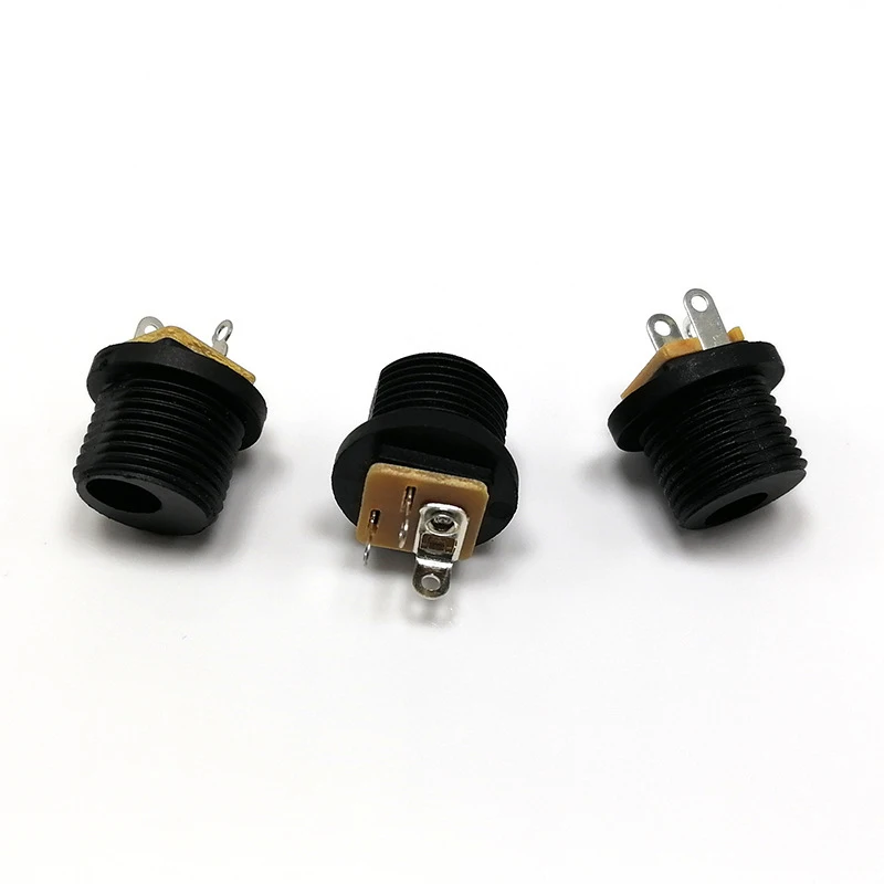Low Voltage Vertical 3 Pin Mini DC Power Jack Socket 0.5A Black Connector