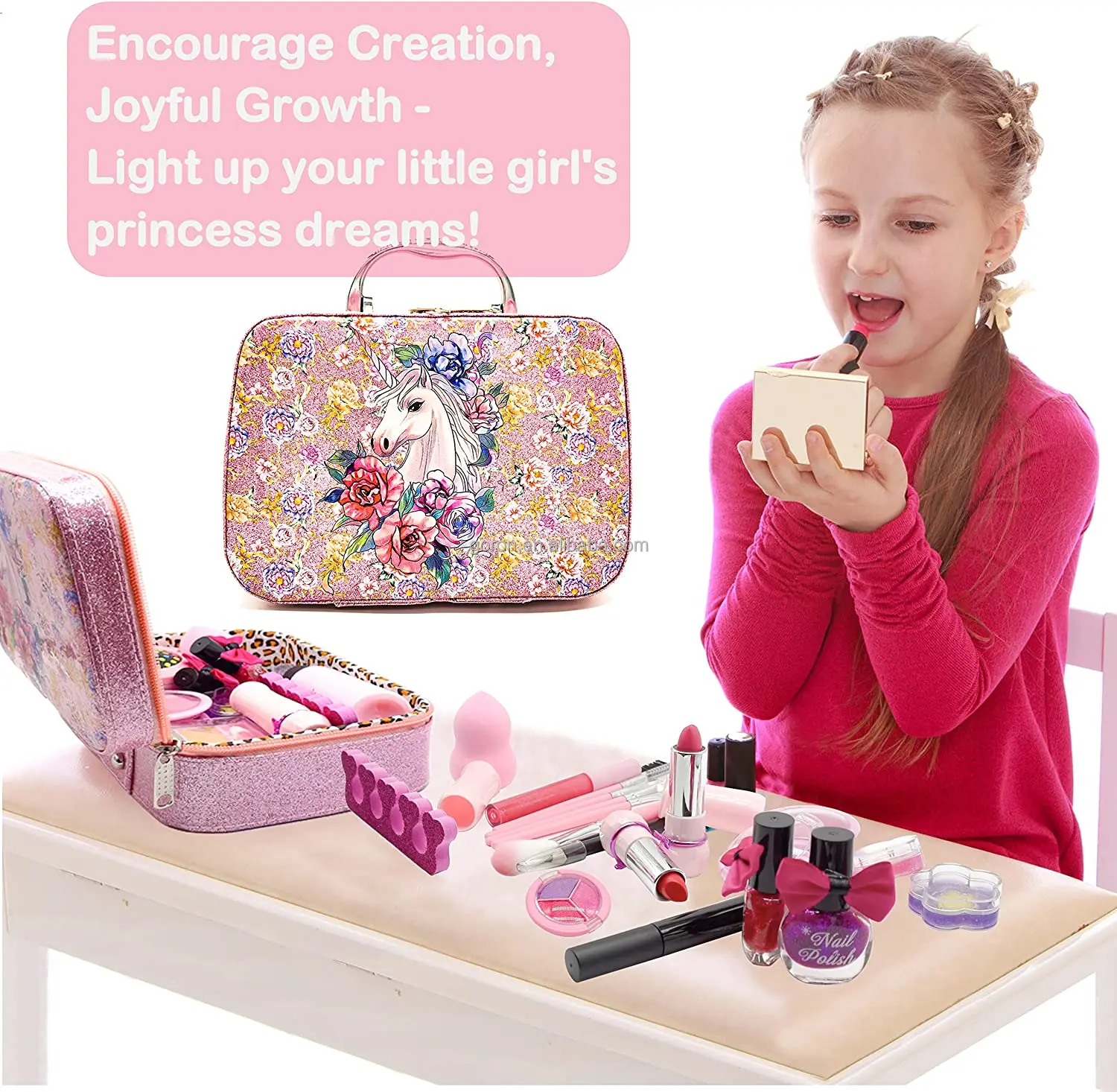 Girls birthday gifts safe non-toxic washable kids pretend play make up kit professional set