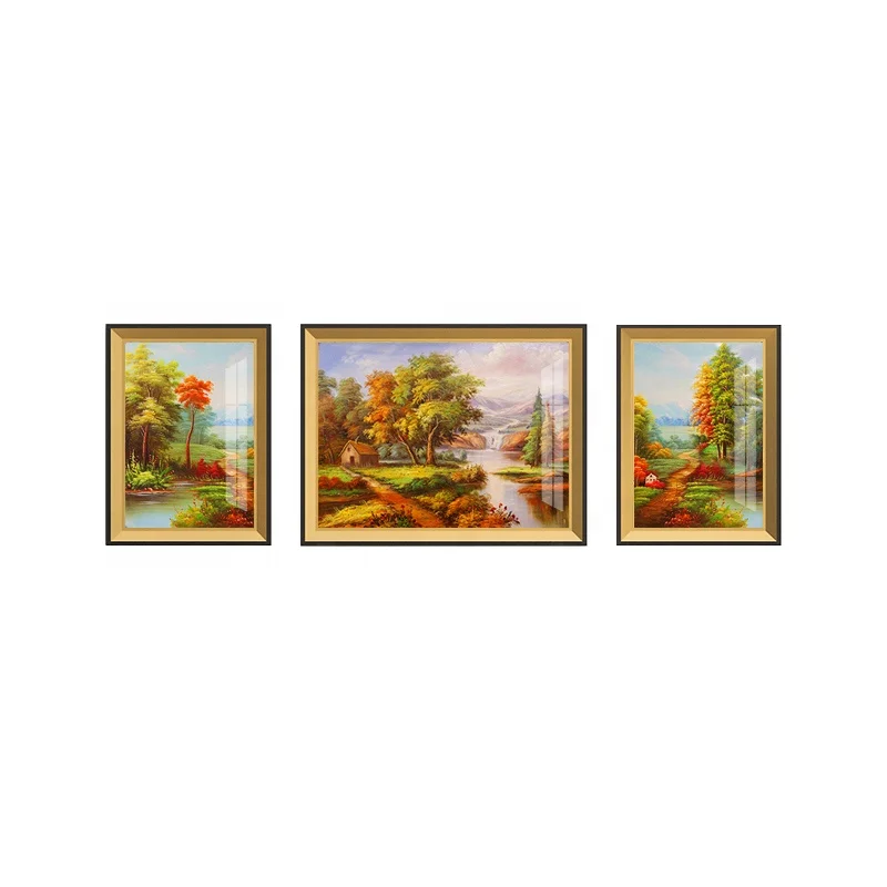 European style luxurious landscape painting decoration painting crystal porcelain painting wall art glass picture frame