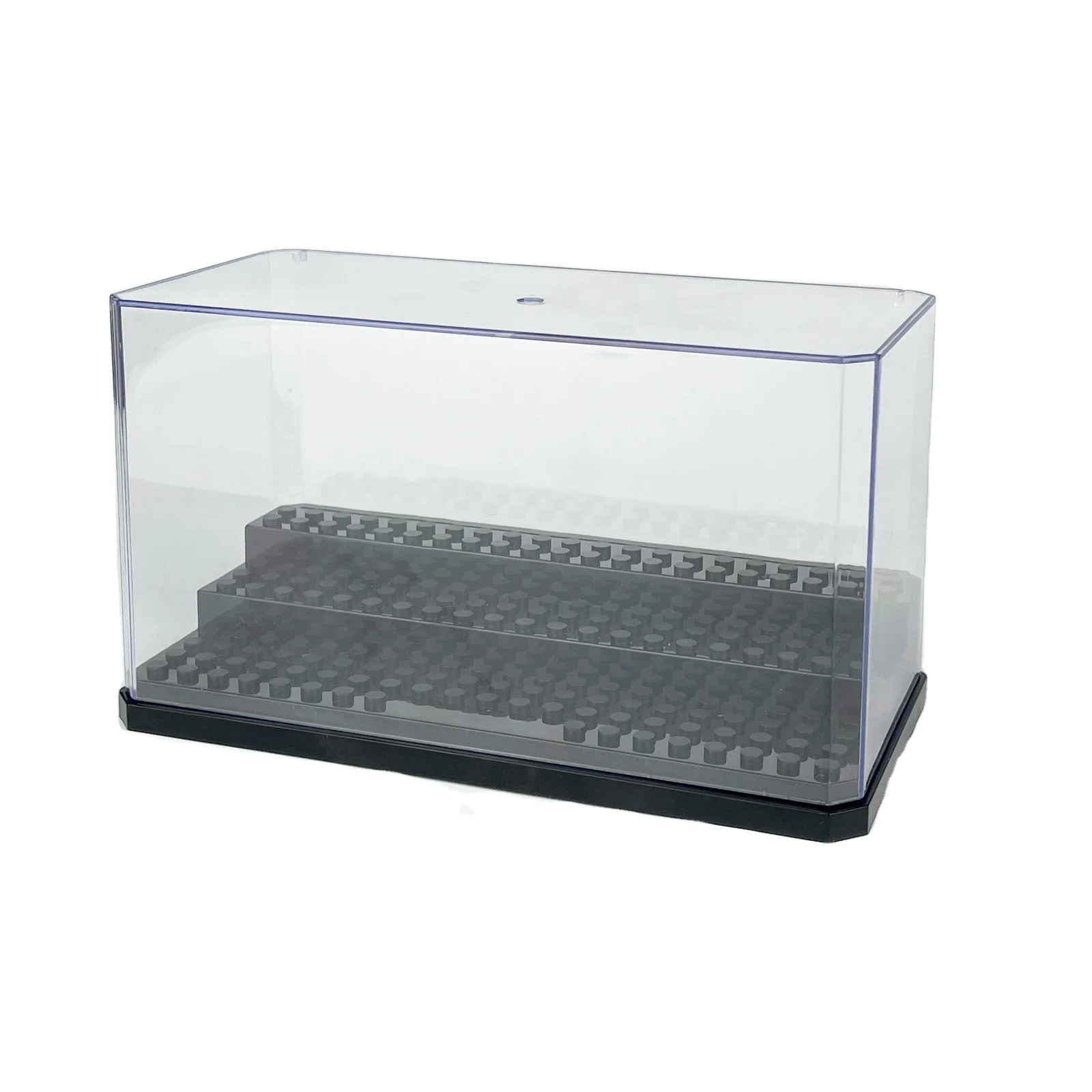 Factory wholesale toy figure acrylic display case with step base for minifigures,building blocks storage organizing display