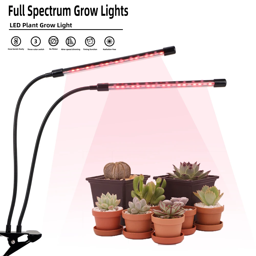 Indoor Full 3 Modes Dimmable Flexible Spectrum Lamp Plant Double Tube Led Grow Light for Greenhouses Flowers