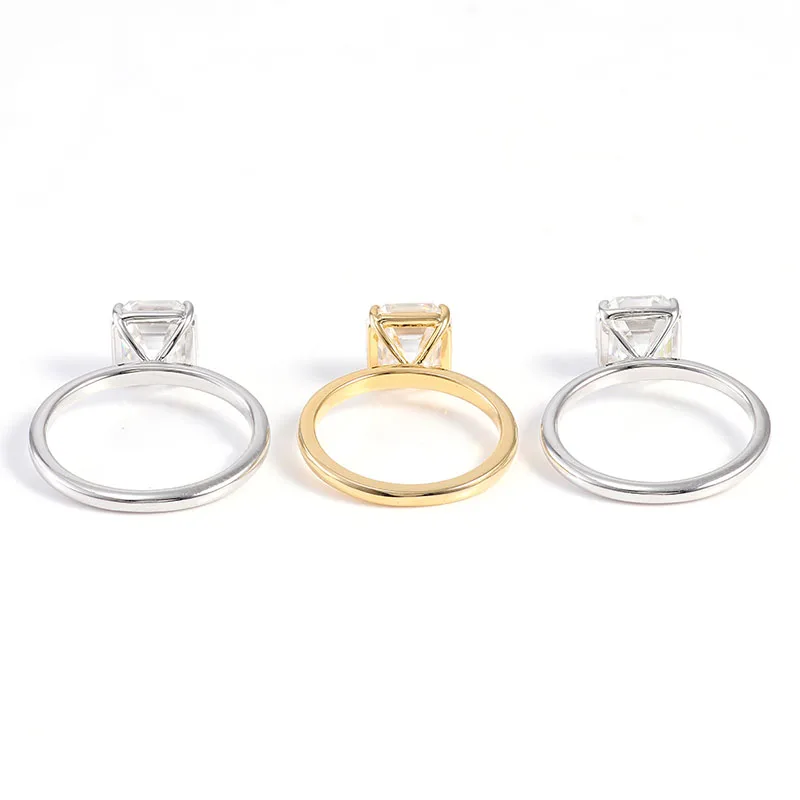Solitaire Ring Double Paws D Color 1 Carat Asche Moissanite Ring Classic Style 92 Sterling Silver Plated 18k Gold Ring