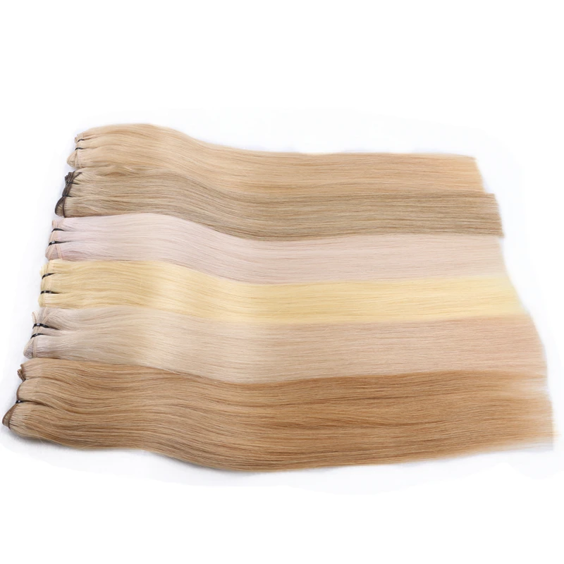 Wholesale blonde russian Hair Extensions virgin remy cuticle aligned human hair bundle Weft weave