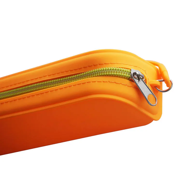 
Eco-friendly promotion cartoon design soft silicone zipper pencil case 