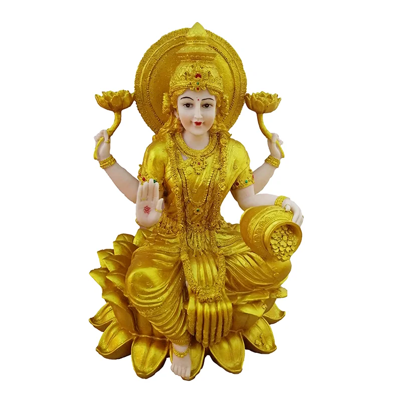 Indian Gods Hindu Goddess Golden Figures Hindu Religious Laxmi Lakshimi Home Decoration Statue
